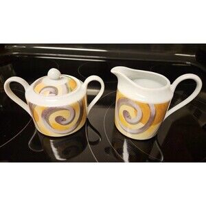 222 Fifth Fine China Europa Pattern Sugar and Creamer Set